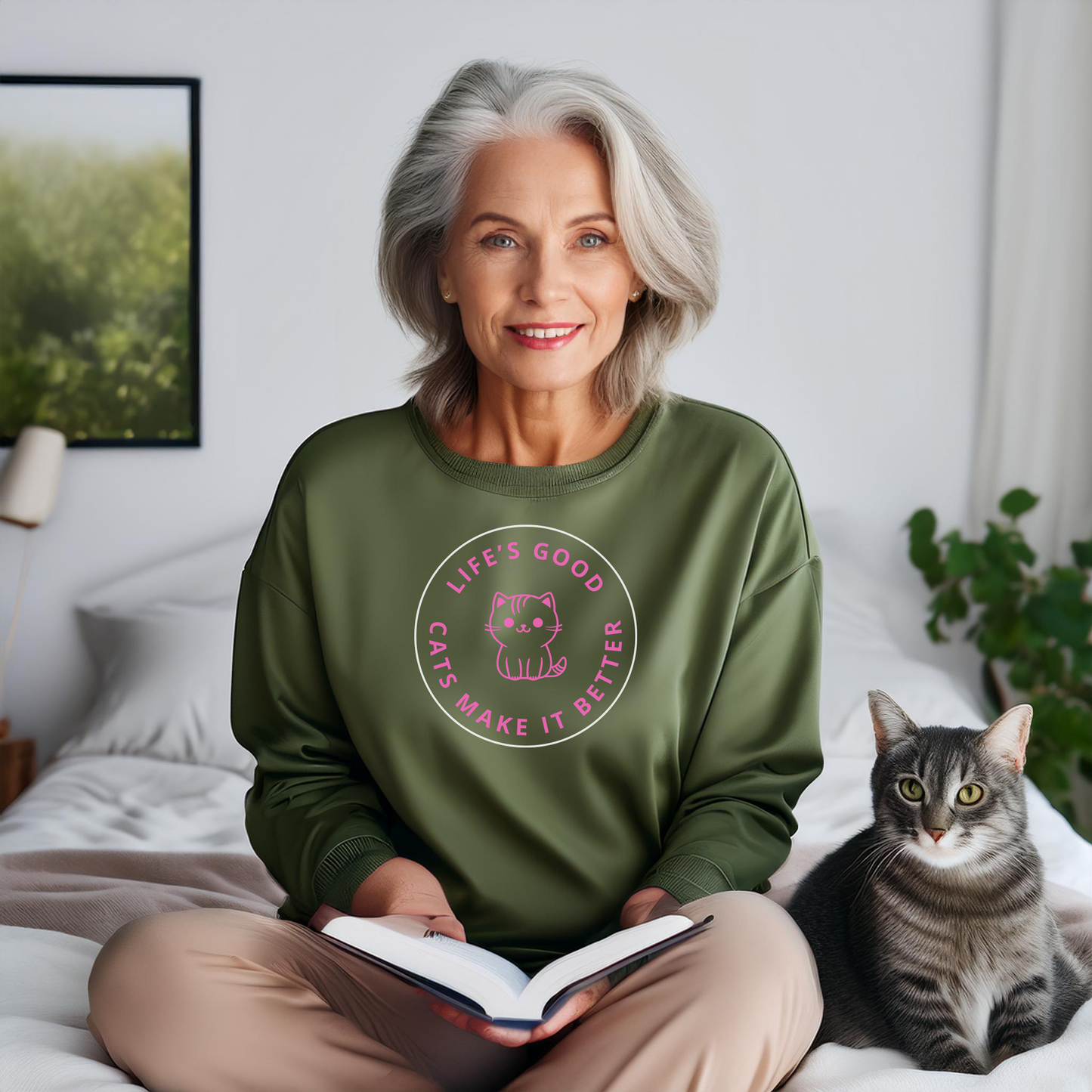 GOOD LIFE CATS (Classic Unisex Crewneck Sweatshirt)