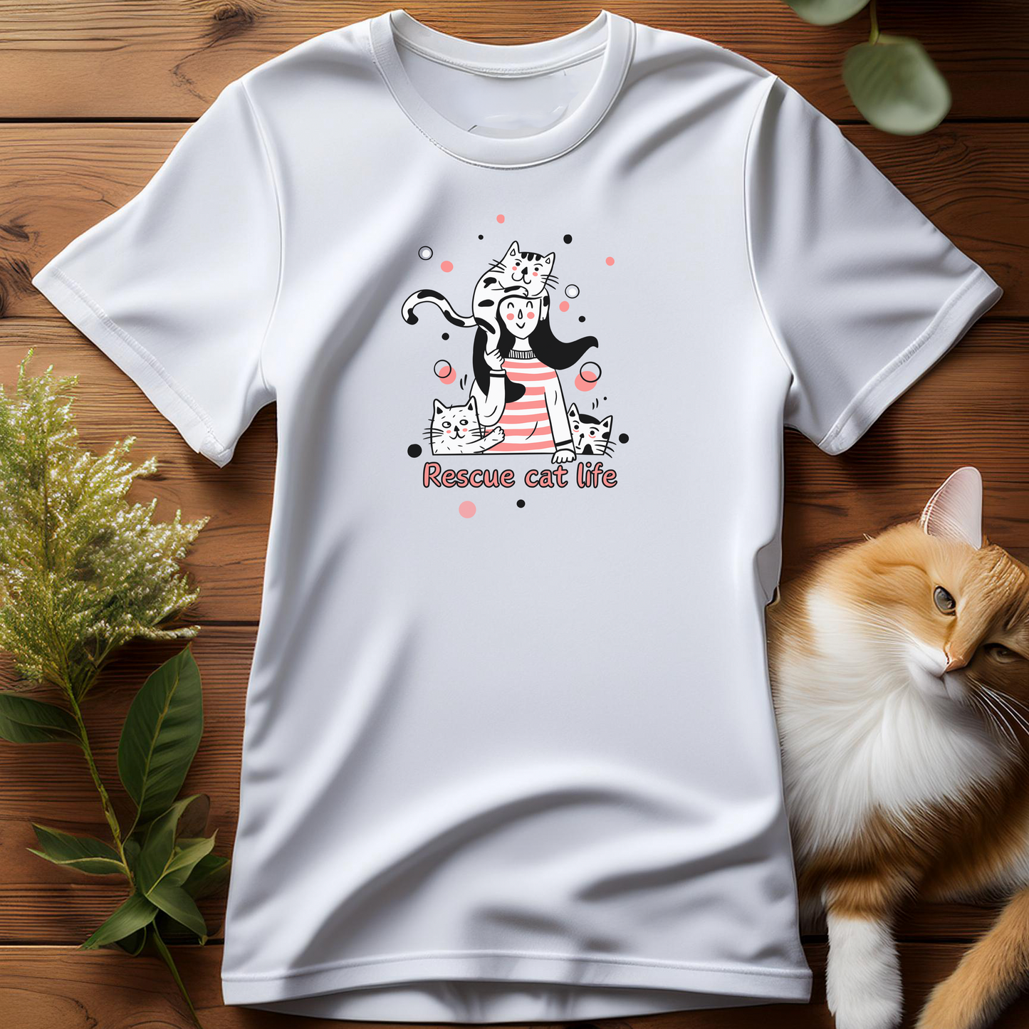 RESCUE CAT LIFE (Unisex Heavyweight Crewneck T-Shirt)