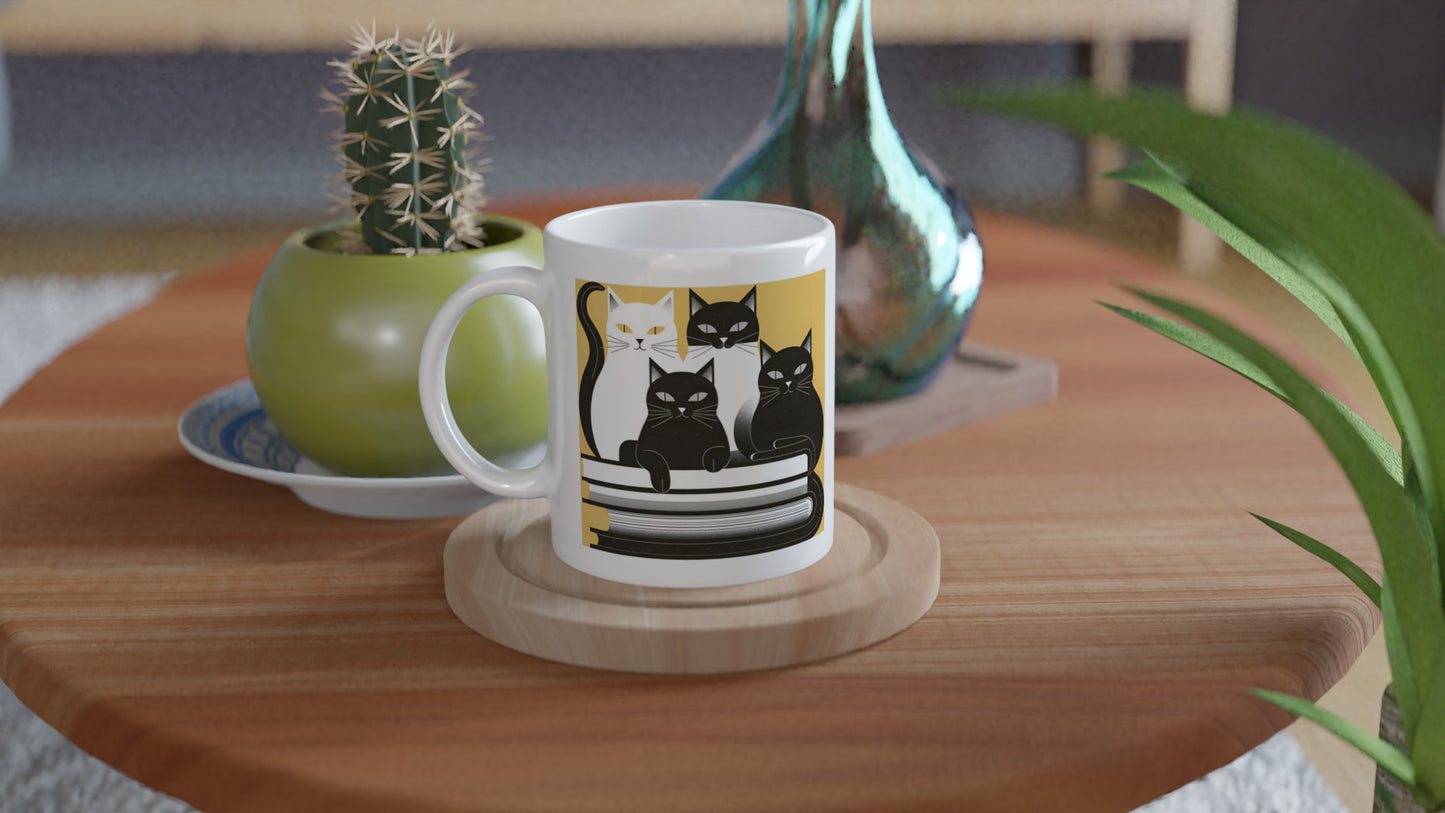 CAT BOOK CLUB White 11oz Ceramic Mug