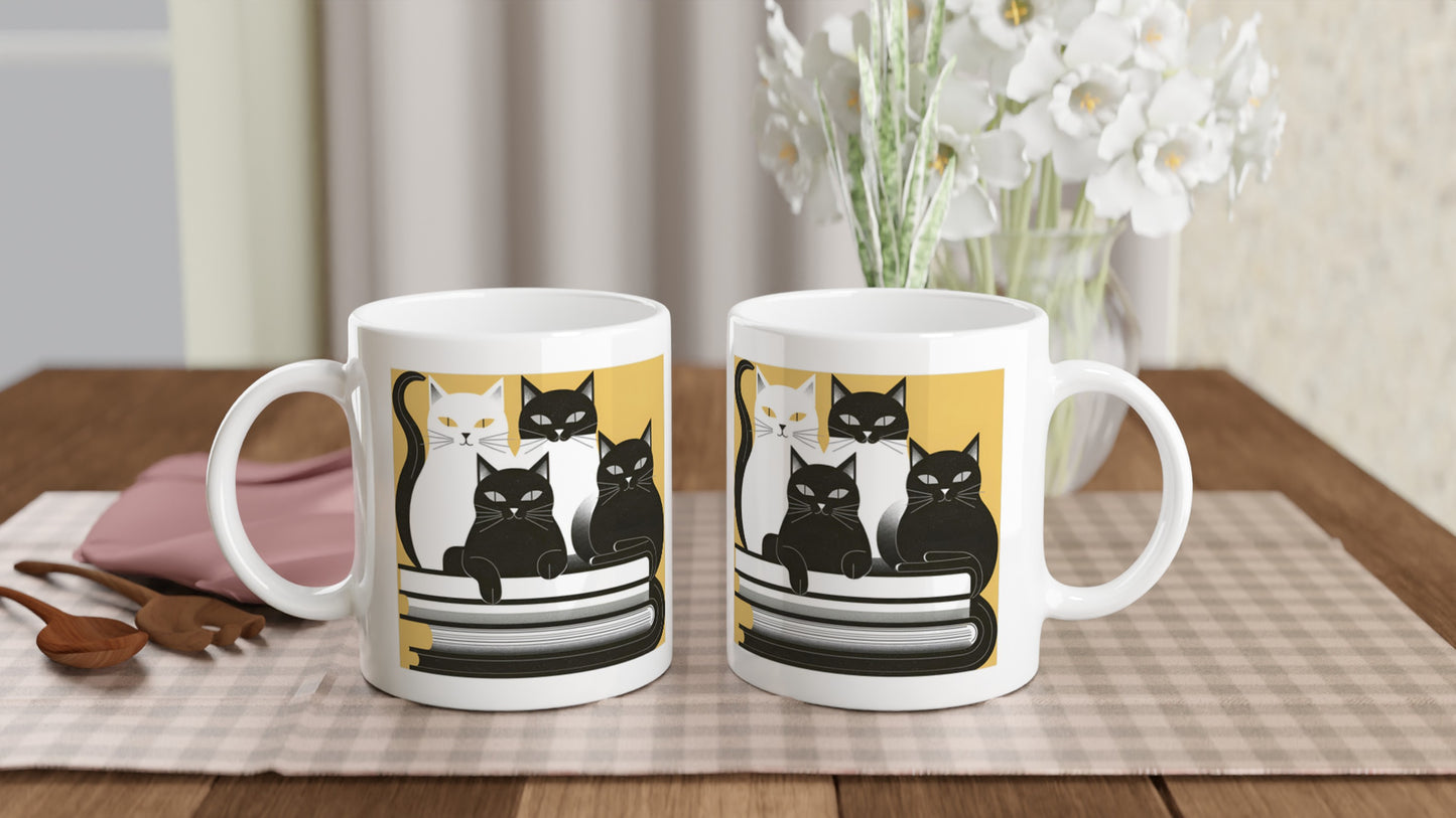 CAT BOOK CLUB White 11oz Ceramic Mug