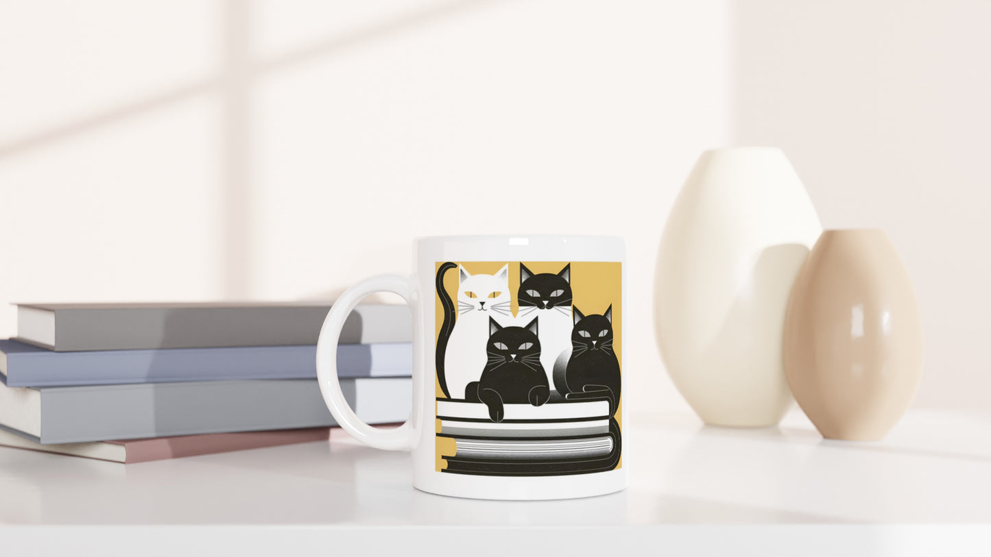 CAT BOOK CLUB White 11oz Ceramic Mug
