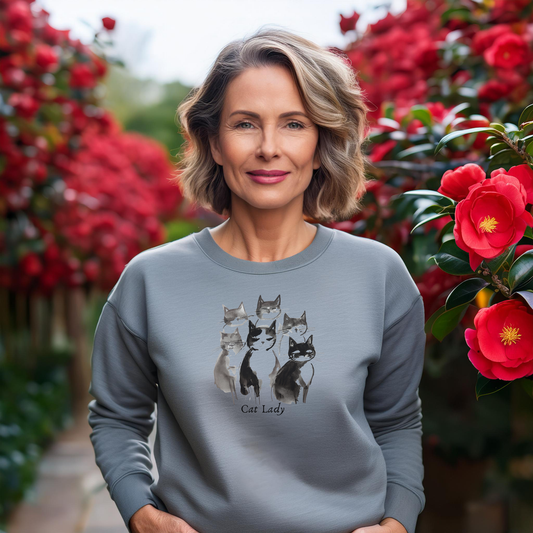 SUMI-E STYLE CAT LADY (Classic Unisex Sweatshirt)