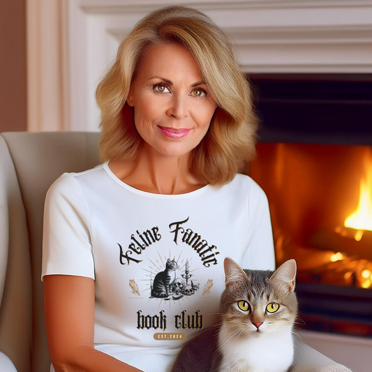 FELINE FANATIC BOOK CLUB (Premium Unisex Crewneck T-Shirt)